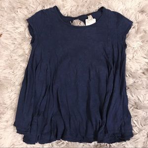 Free People Cap Sleeve Keyhole Top